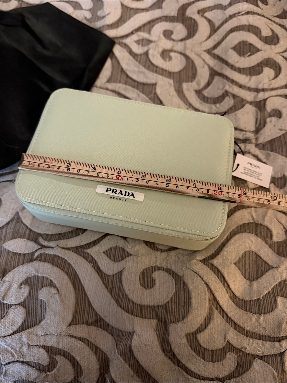 Prada Cosmetic Case in Black with Light Green Trim with 3 ๐ $ mirror - Picture 7 of 10